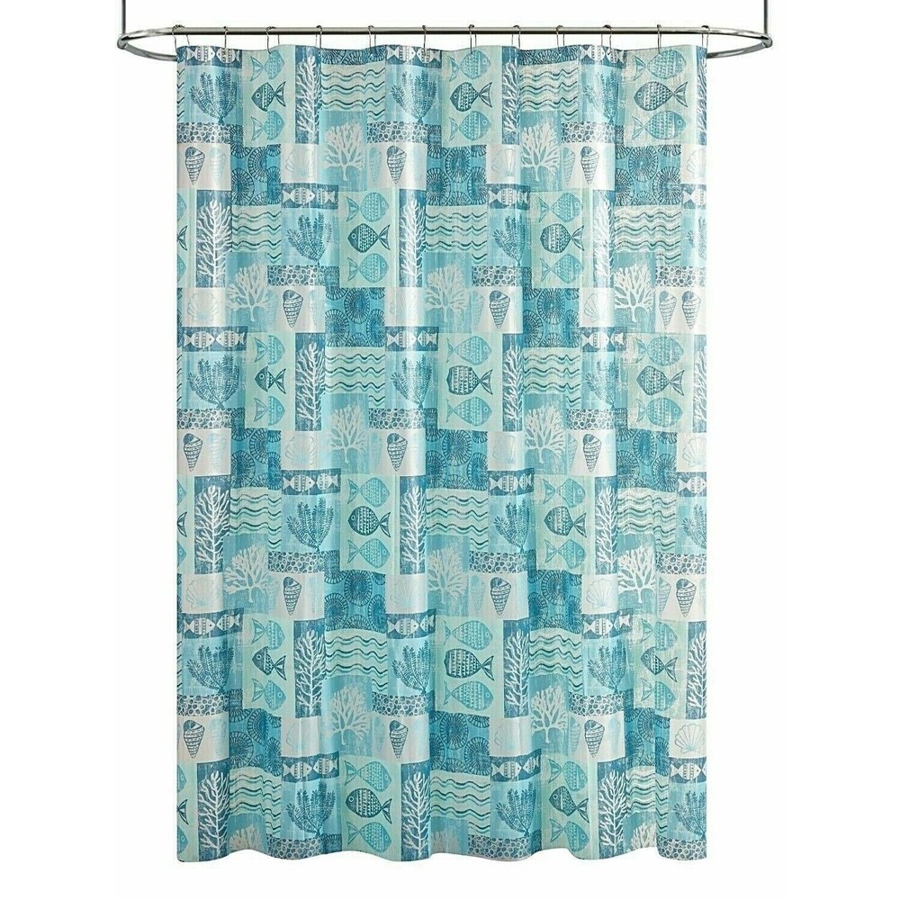 Coastal Blue PEVA Shower Curtain Seaside Ocean Nautical Chloride Free Bath NEW